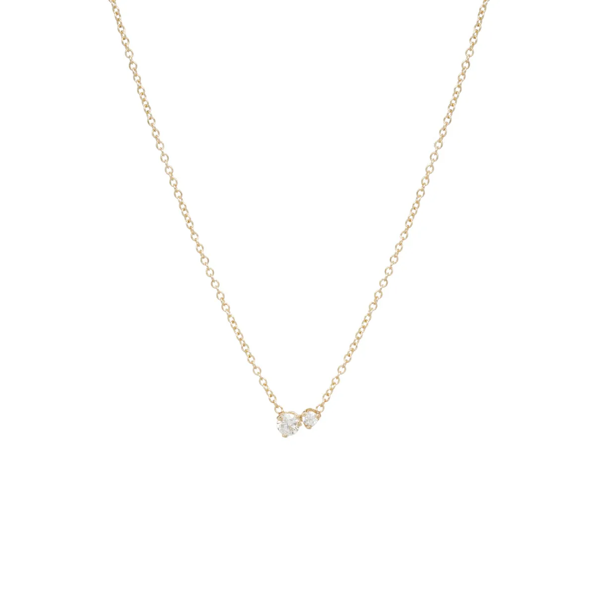 14k Large 2 Mixed Prong Diamond Necklace