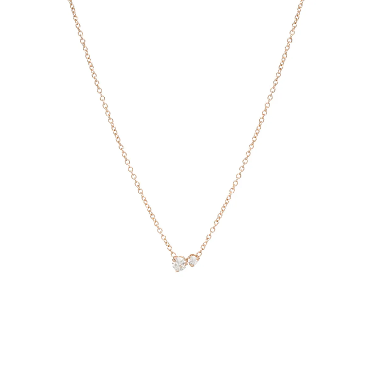 14k Large 2 Mixed Prong Diamond Necklace