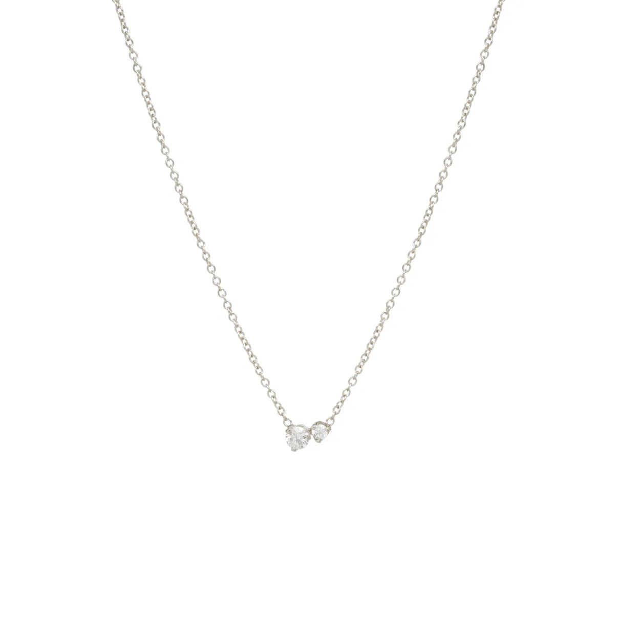 14k Large 2 Mixed Prong Diamond Necklace