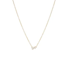 14k Large 2 Mixed Prong Diamond Necklace