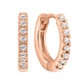 1/5 Carat Tw Small Diamond Huggie Hoop Earrings In 10K Rose Gold