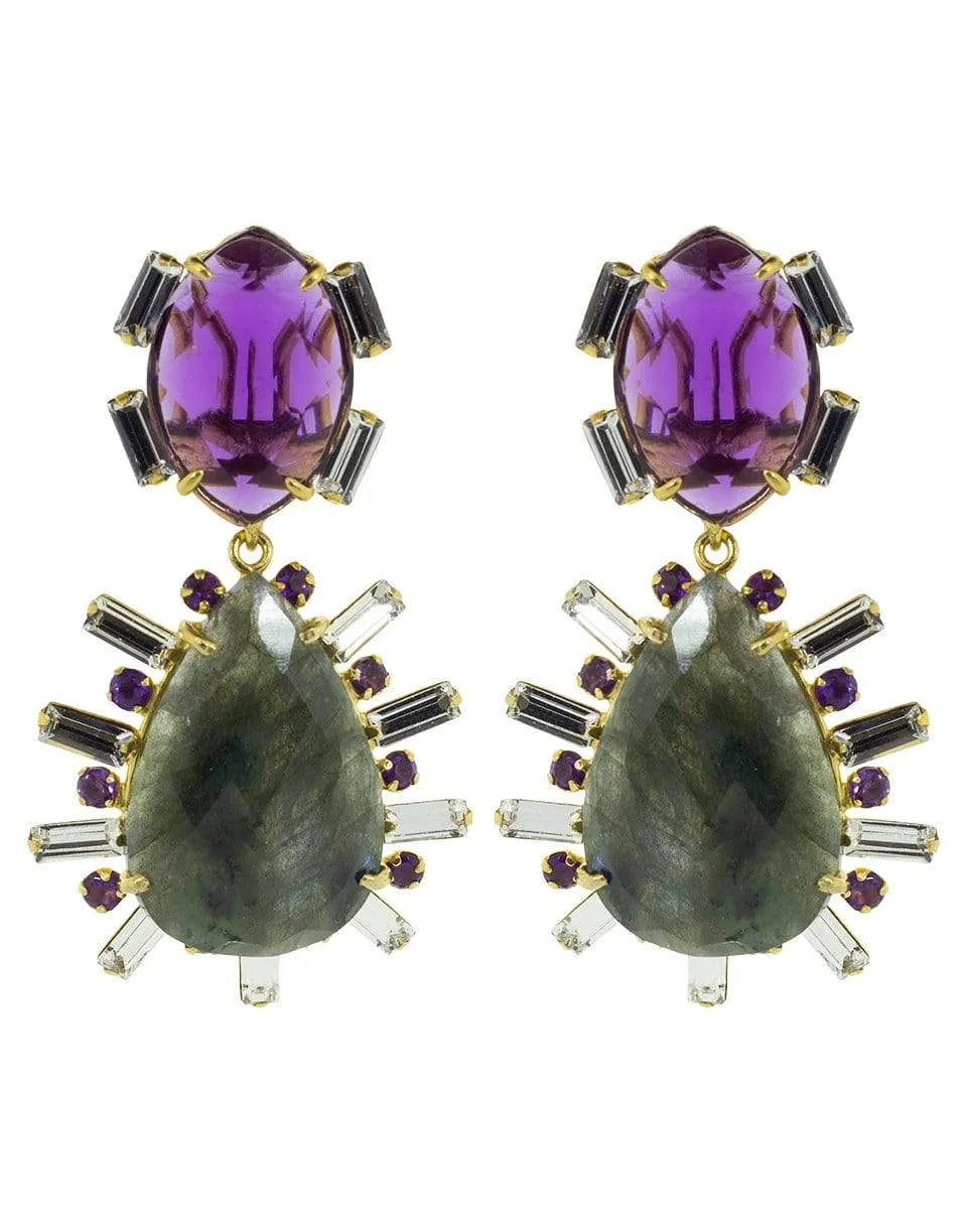 2-in-1 Amethyst, Green Amethyst, and Lemon Quartz Earrings