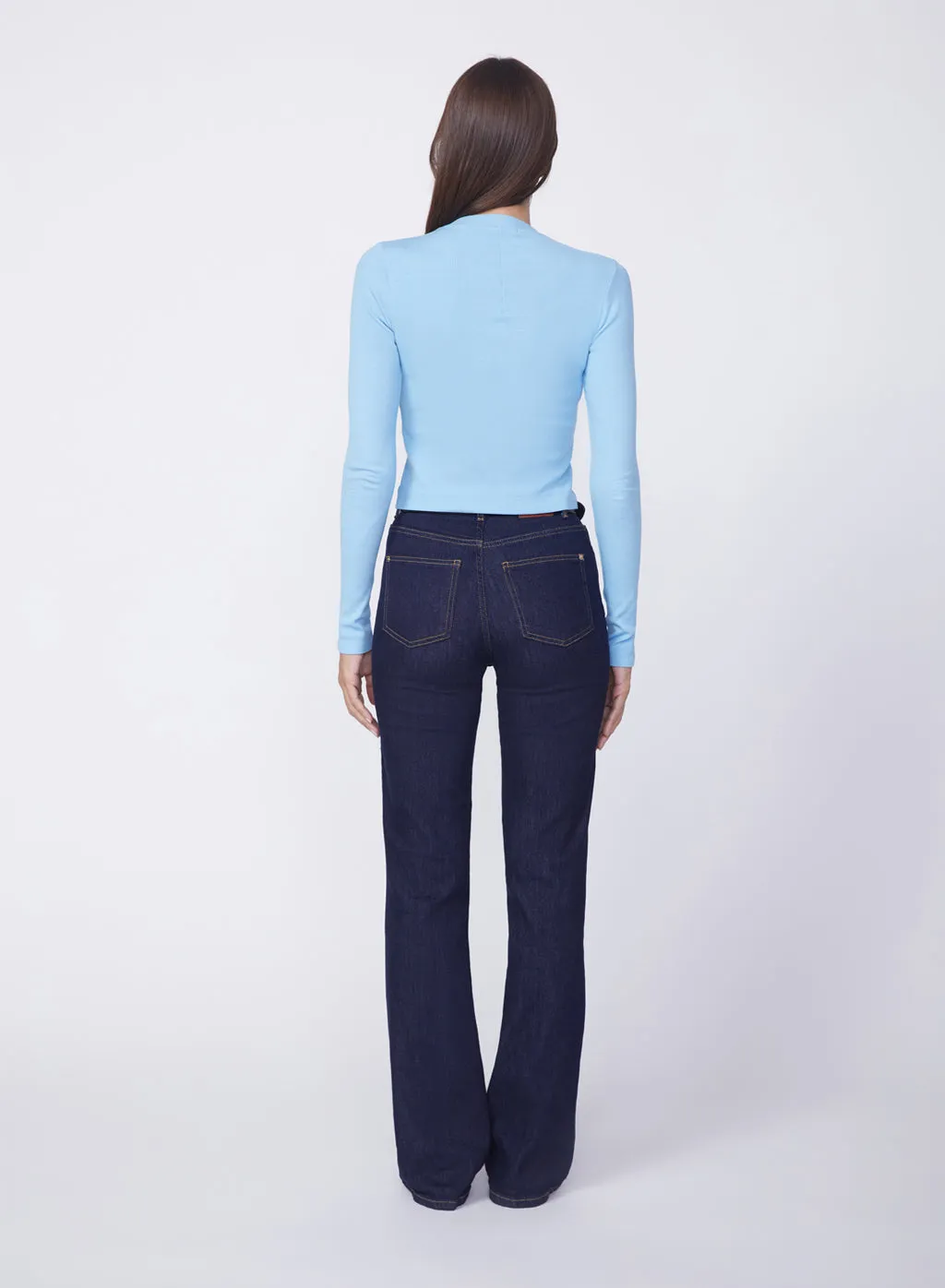 2X1 Rib Long Sleeve Scoop Top in Olympic Blue