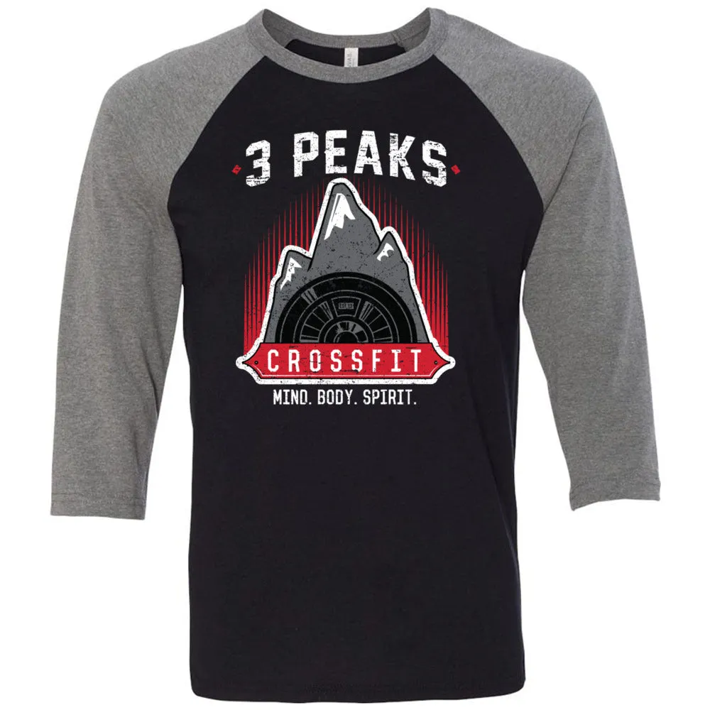 3 Peak CrossFit - 100 - Stacked - Men's Baseball T-Shirt