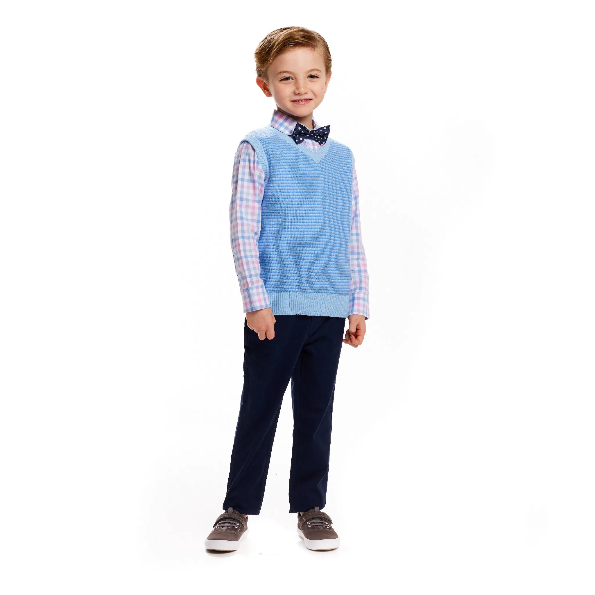 4-Piece Sweater Vest Set | White & Blue