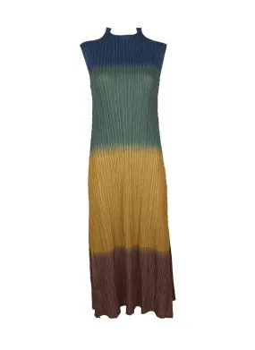 8240051 Tie Dye Pleated Dress *Brown