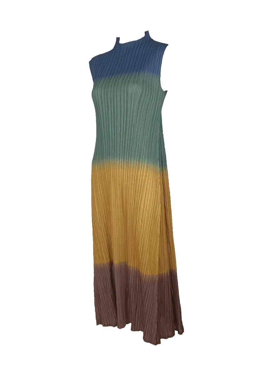 8240051 Tie Dye Pleated Dress *Brown