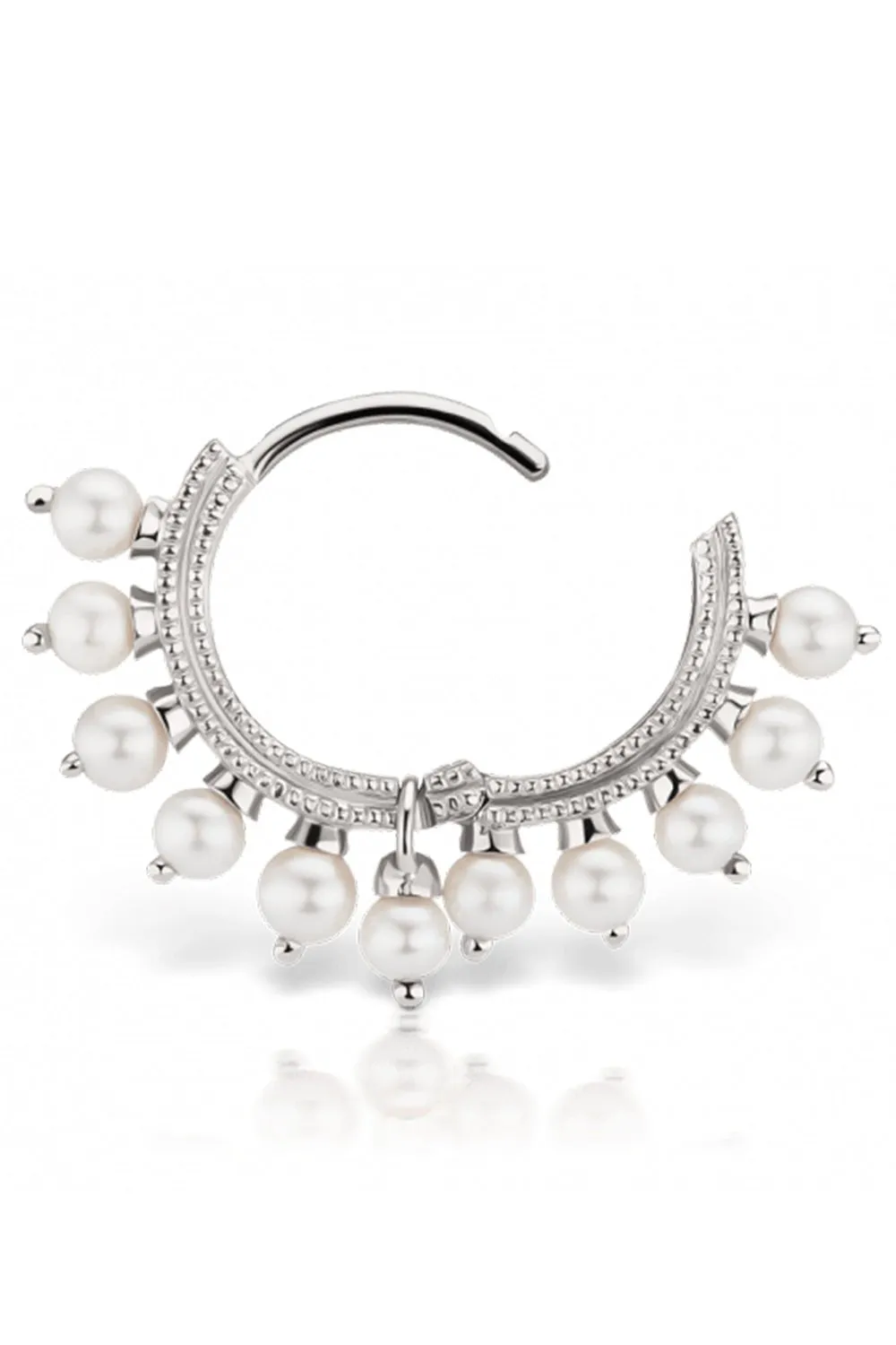 8mm Pearl Coronet Earring - White Gold