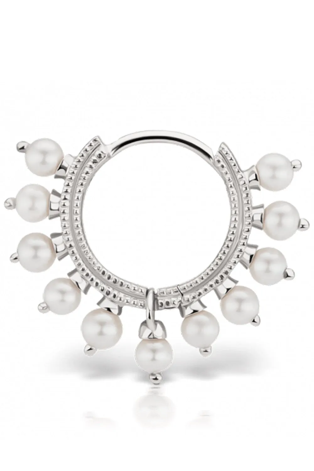 8mm Pearl Coronet Earring - White Gold