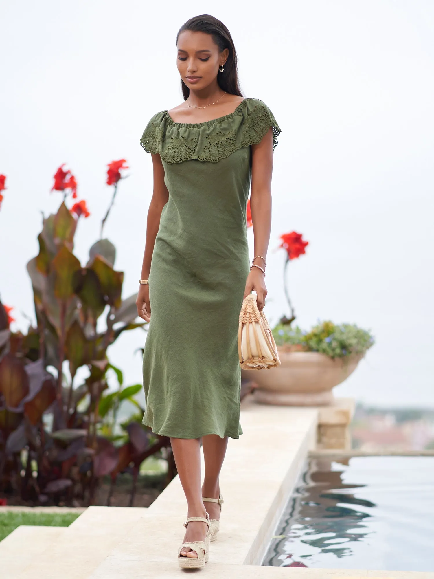 Abrielle Ruffle Linen Dress