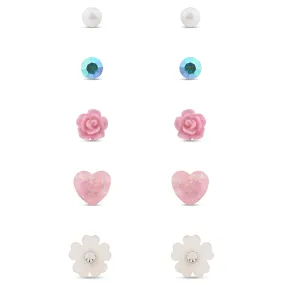 Accessorize London Girl's Pretty Pierced Earring Set of 5