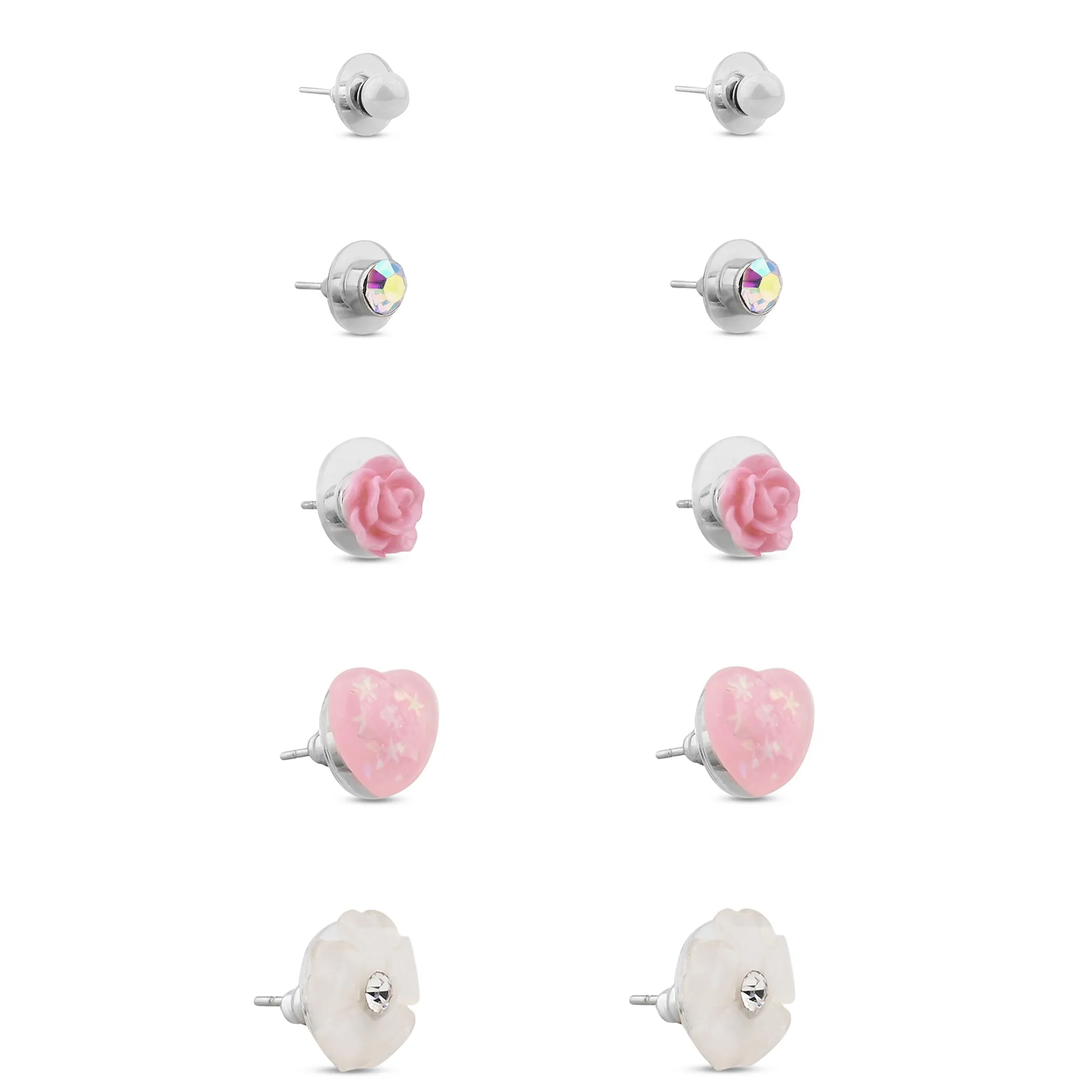 Accessorize London Girl's Pretty Pierced Earring Set of 5