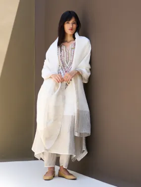 Afra Hand-Embroidered Kurta Set - Ivory