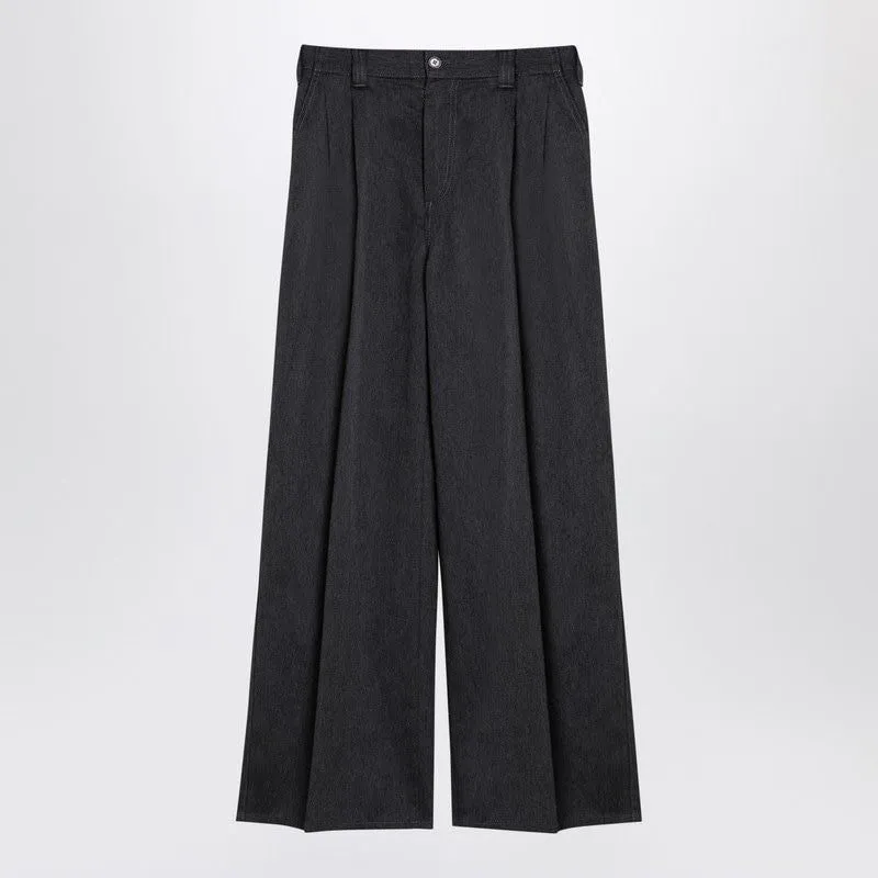 ANTHRACITE MELANGE PLEATED TROUSERS