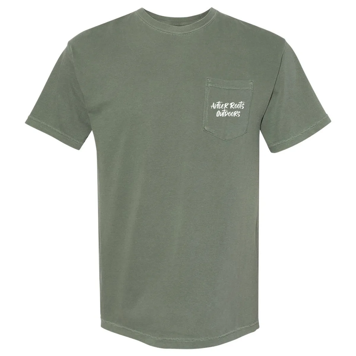 Antler Roots - Dirt Road Country - Comfort Color - Moss Short Sleeves Pocket Tee