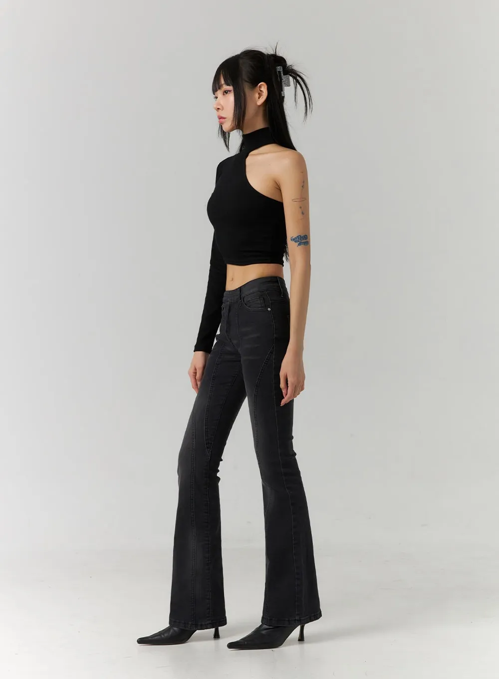 Asymmetric One Shoulder Crop Tee CD308