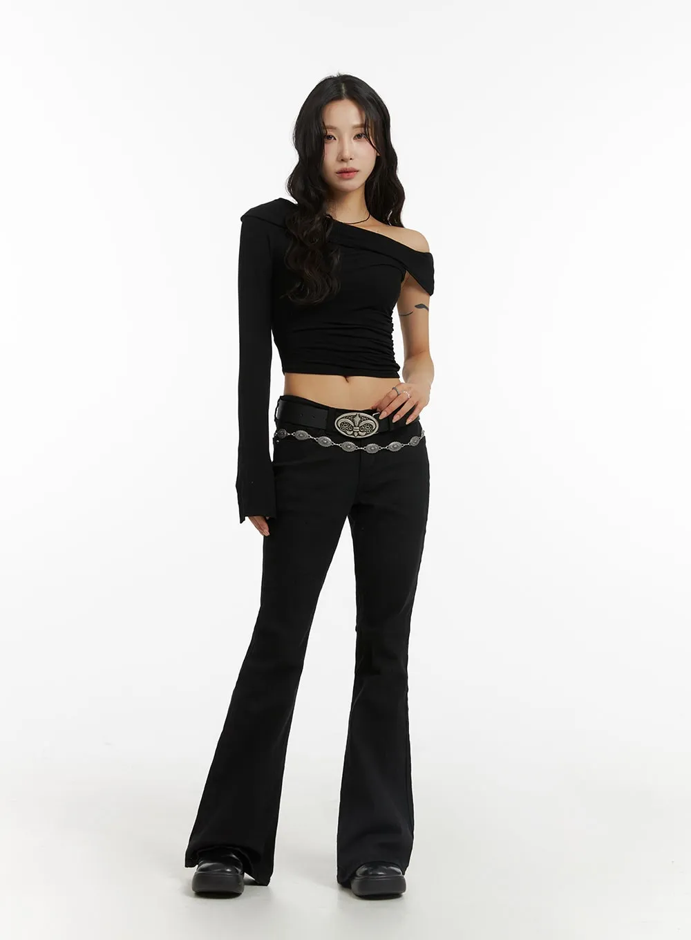 Asymmetrical One-Shoulder Crop Top CJ416