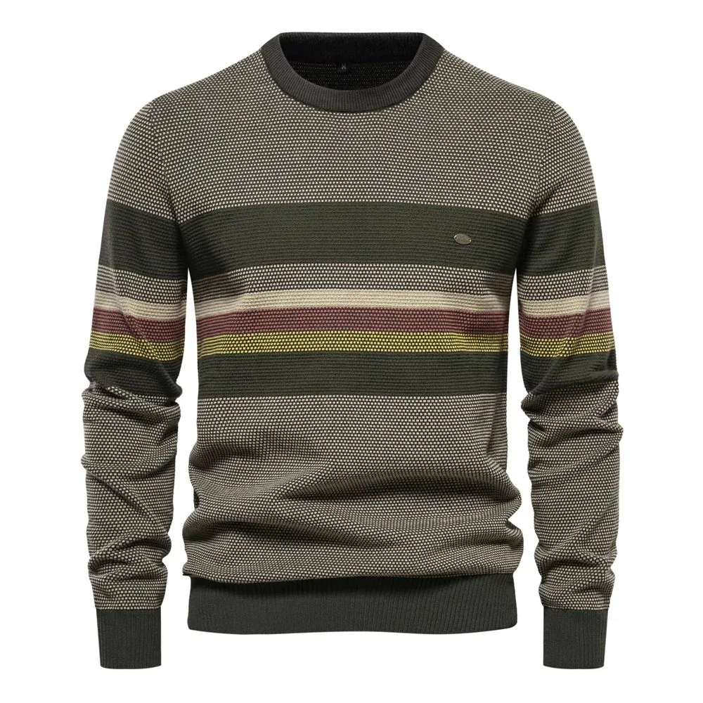 Autumn and Winter Patchwork Sweaters for Men High Quality Cotton Warm Pullover Casual Social Men Sweater