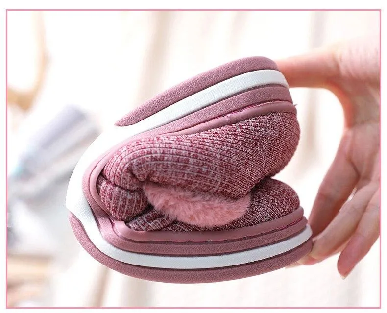 Autumn Women Warm Faux Fur Cotton Fluffy Soft Comfort Slip-on Home Slippers