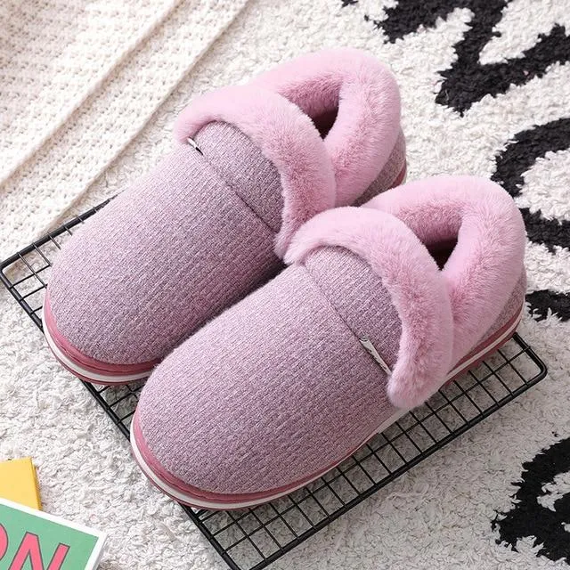 Autumn Women Warm Faux Fur Cotton Fluffy Soft Comfort Slip-on Home Slippers