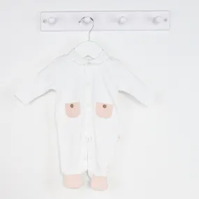 Baby Gi Girls Nest Cream/Pink Sleepsuit