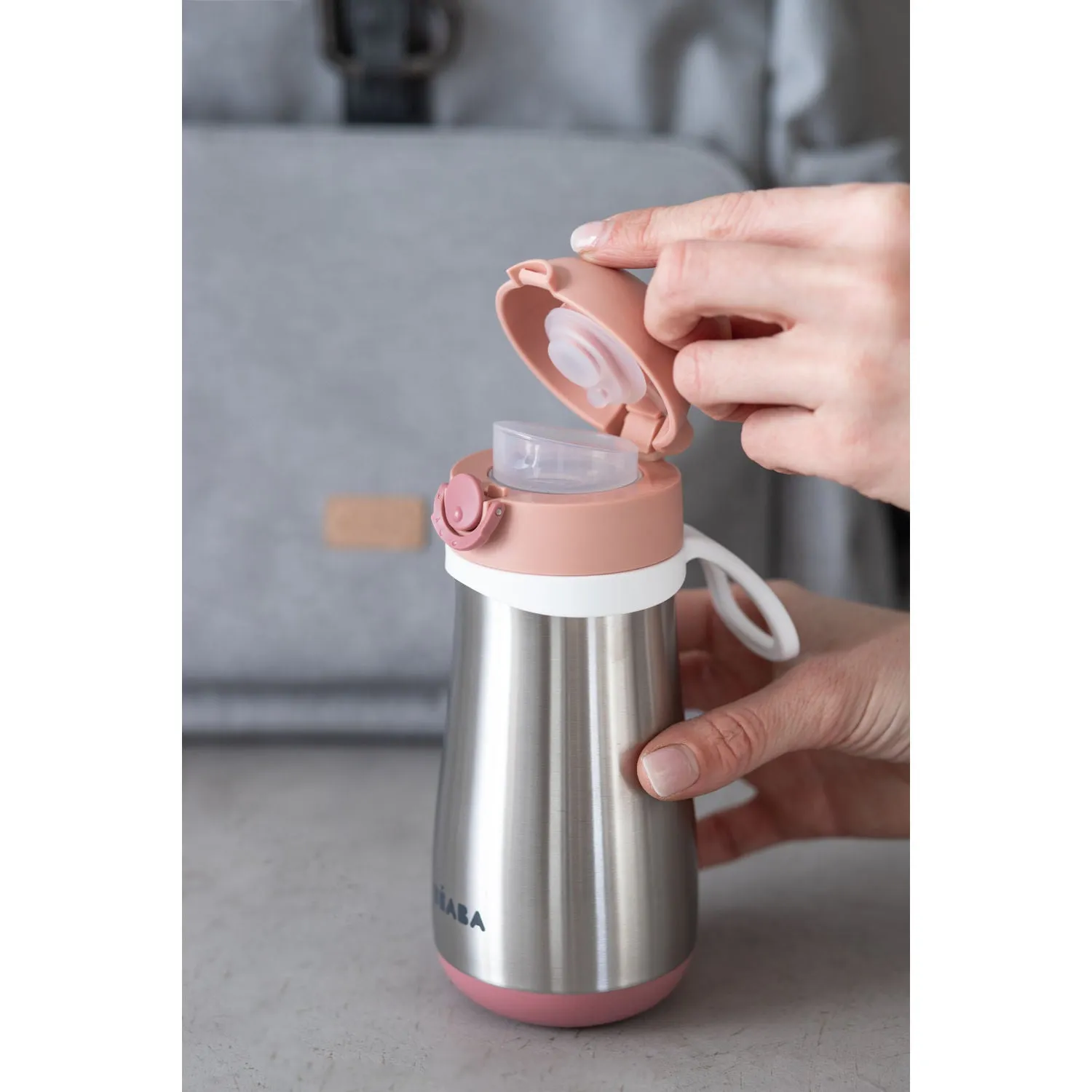 Beaba Stainless Steel Spout Cup - Pink