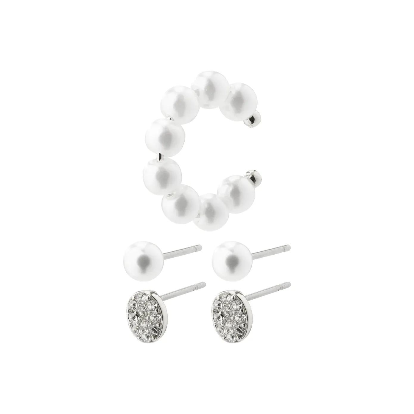 Beat Silver Plated Earring Set