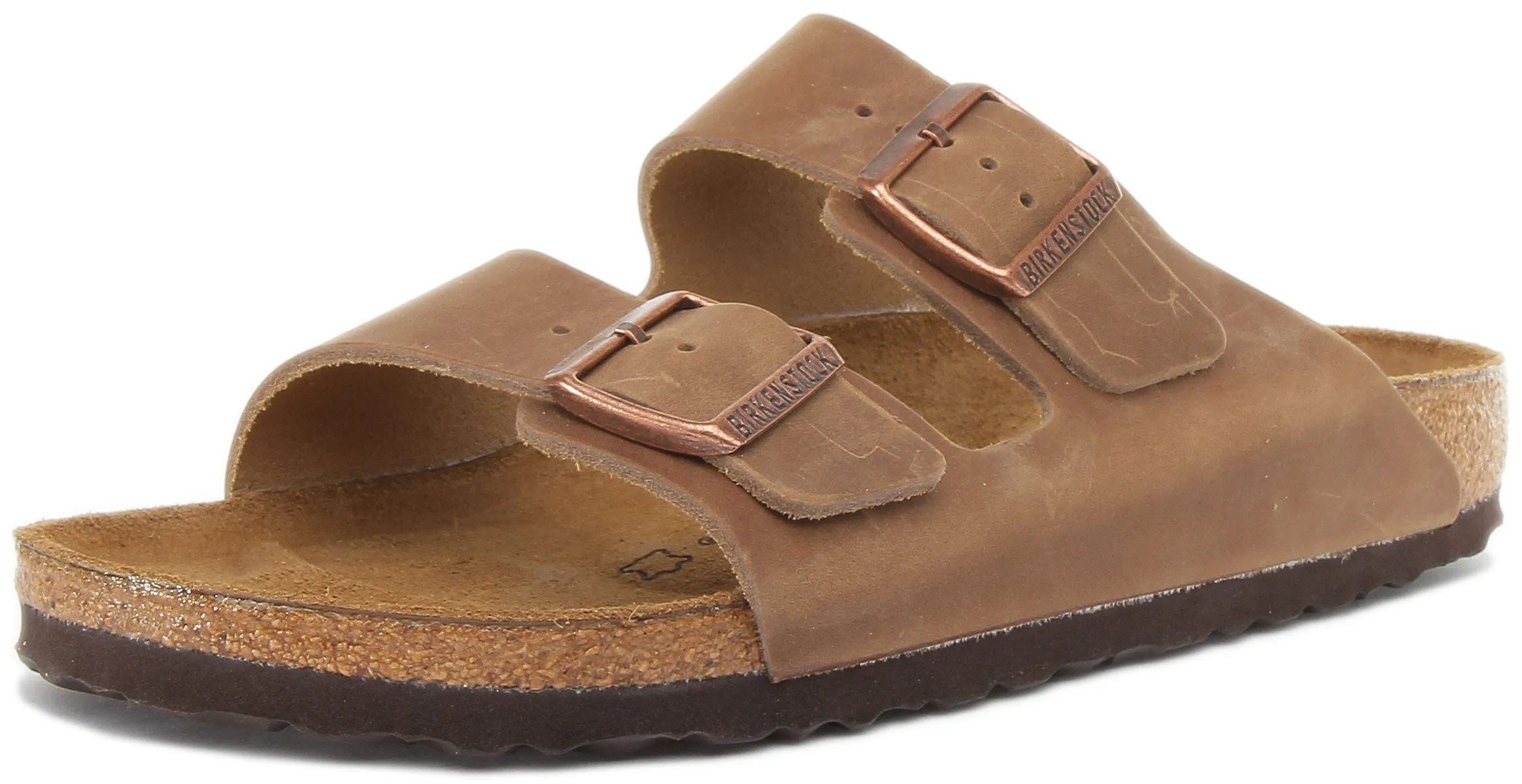 Birkenstock Arizona Natural Leather In Brown For Women | Narrow Fit