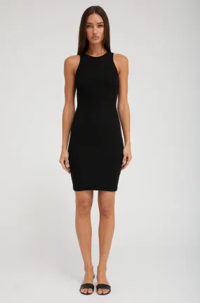 Black Rib Racer Pencil Dress