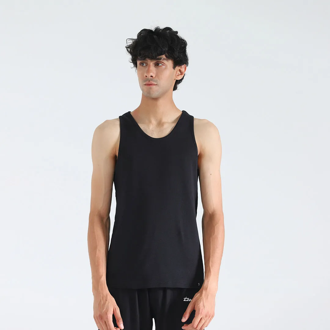 Black Ribbed Mens Tanktop