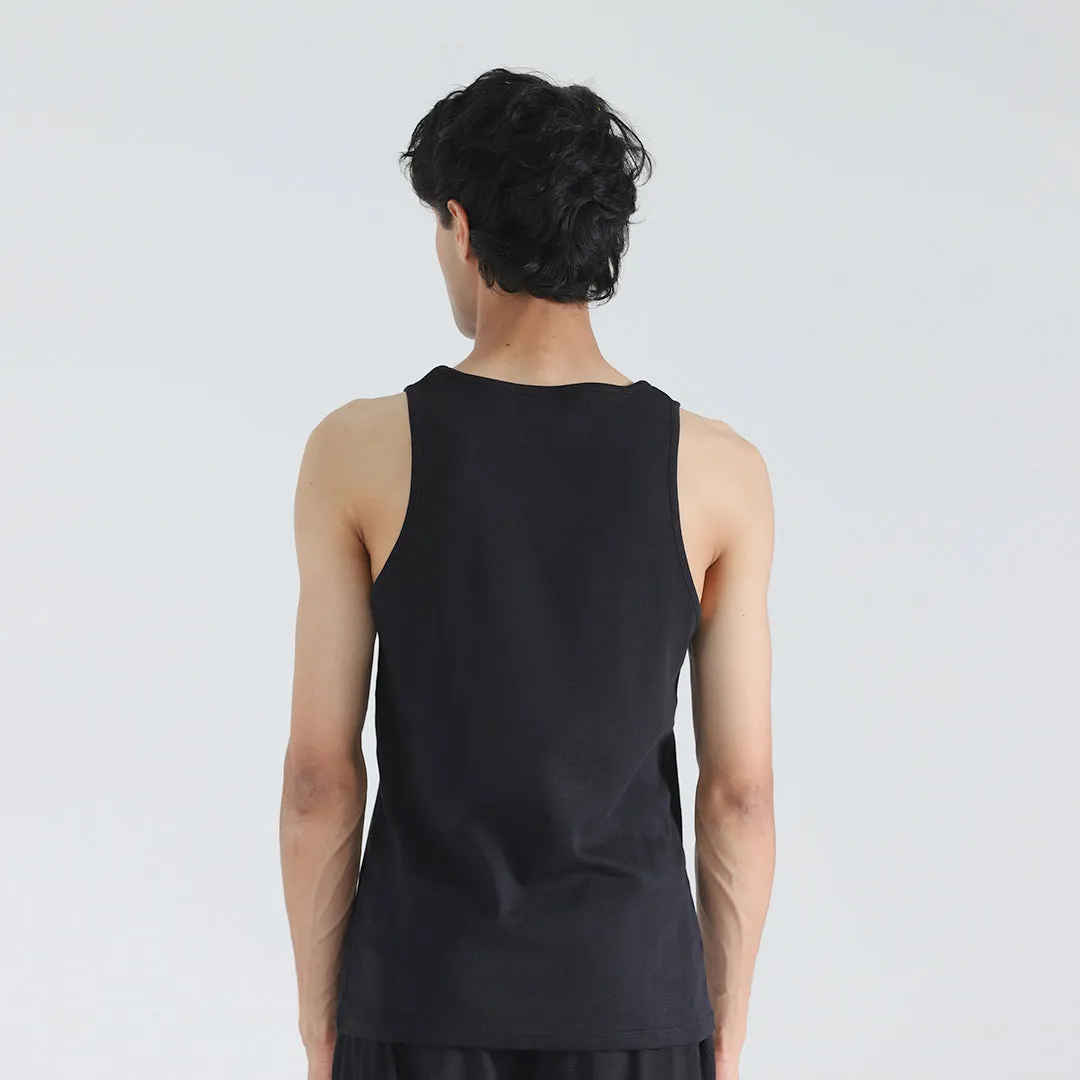 Black Ribbed Mens Tanktop