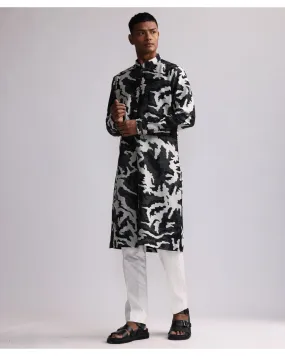 Black Shadow Camo Printed Kurta Set