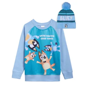 Bluey Fleece Sweatshirt and Cotton Gauze Hat