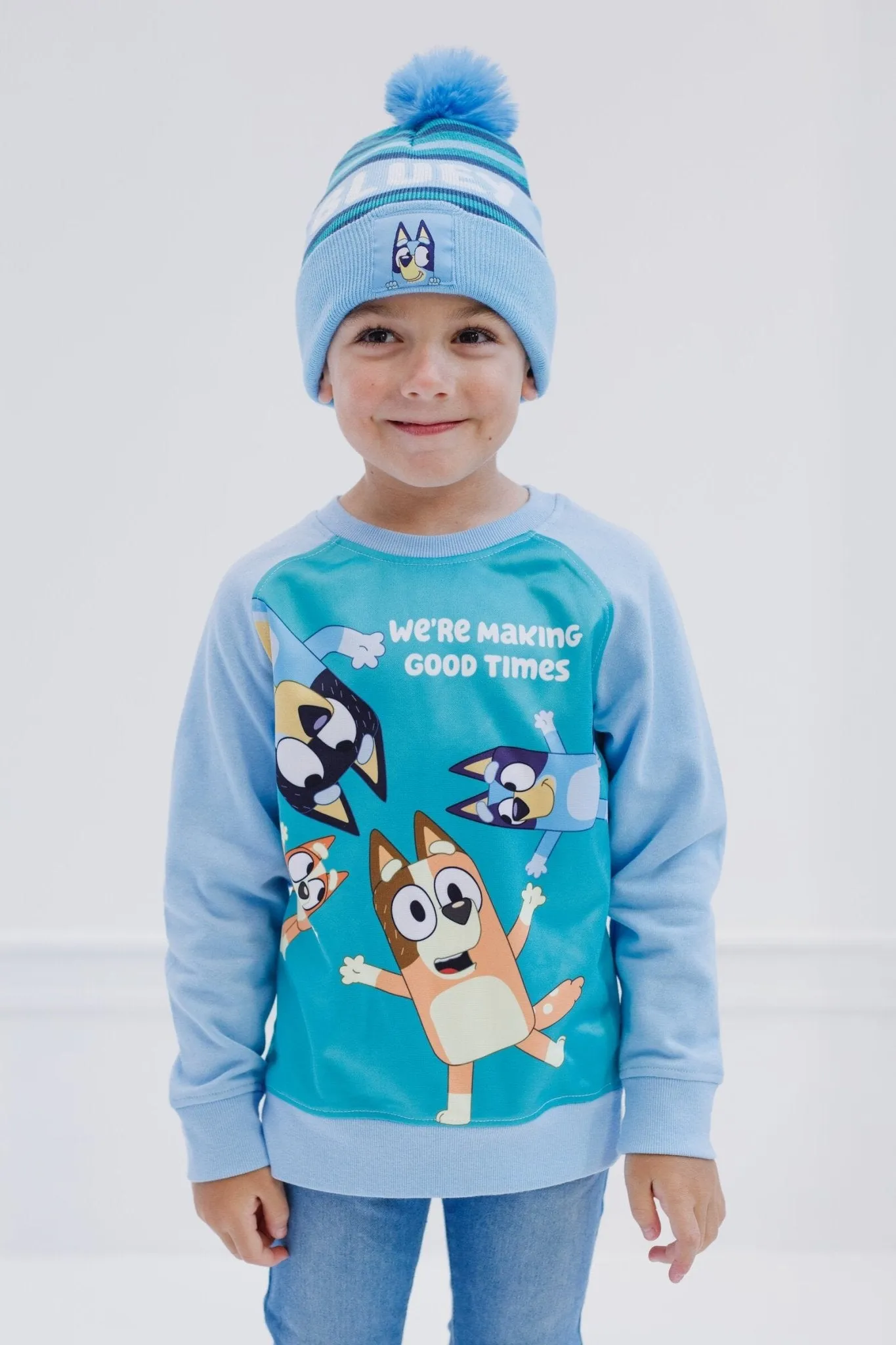 Bluey Fleece Sweatshirt and Cotton Gauze Hat