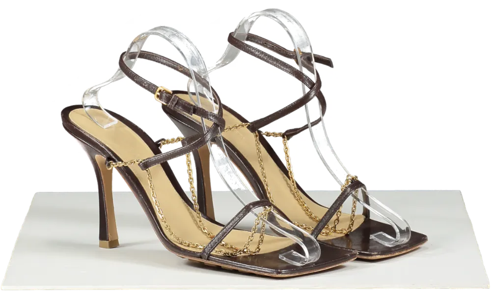 BOTTEGA VENETA Brown Chain Detail Strappy Sandal UK 7 EU 40 👠