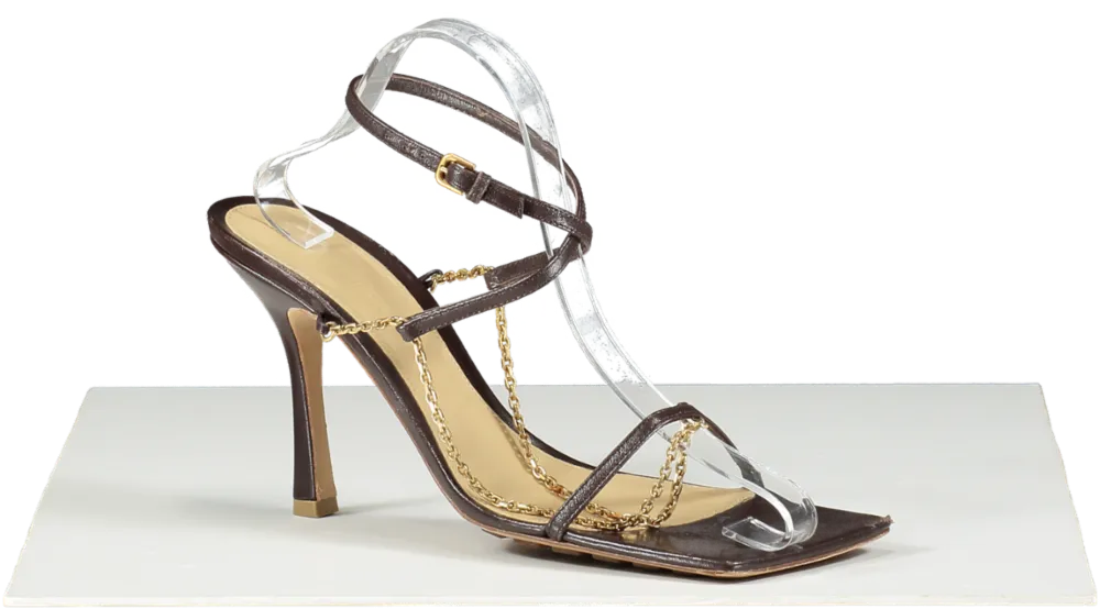 BOTTEGA VENETA Brown Chain Detail Strappy Sandal UK 7 EU 40 👠