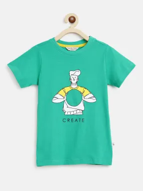 Boys Mint Green Cotton T-Shirt