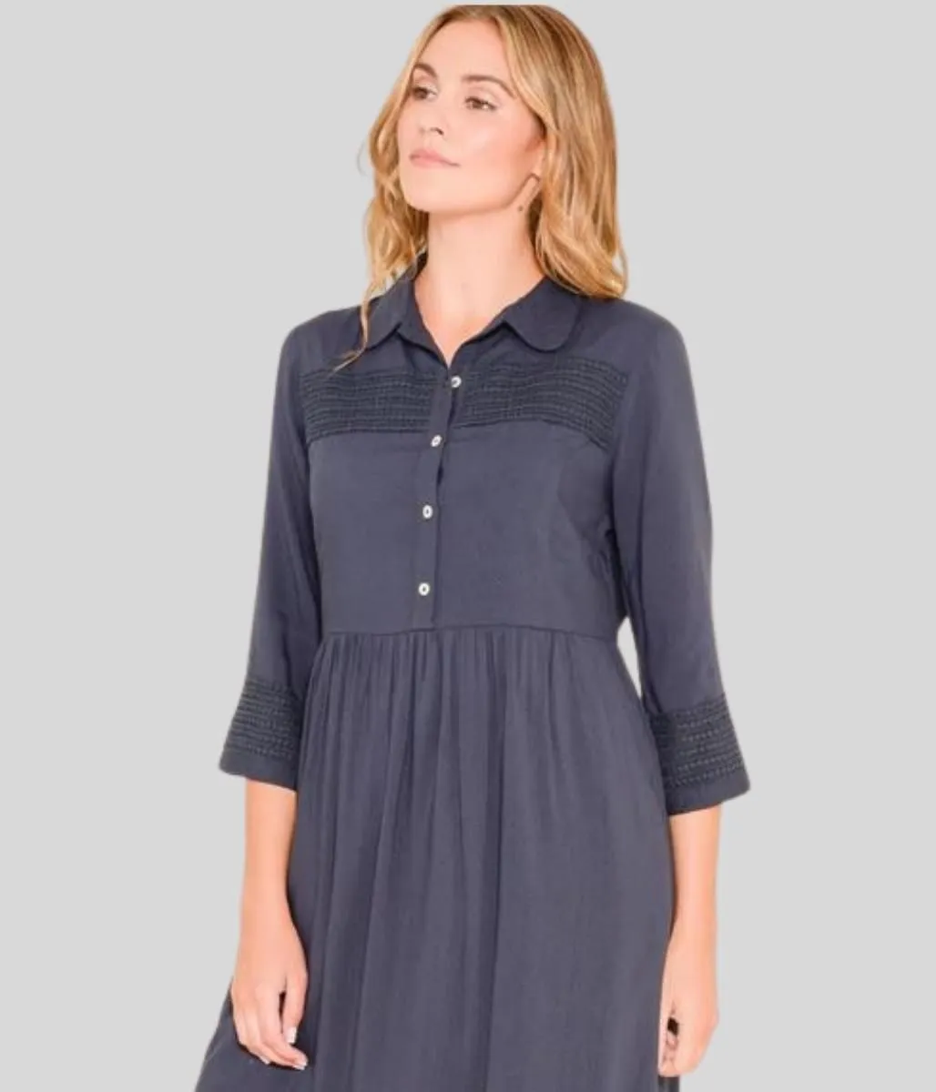 Brakeburn Pom Pom Trim Shirt Dress