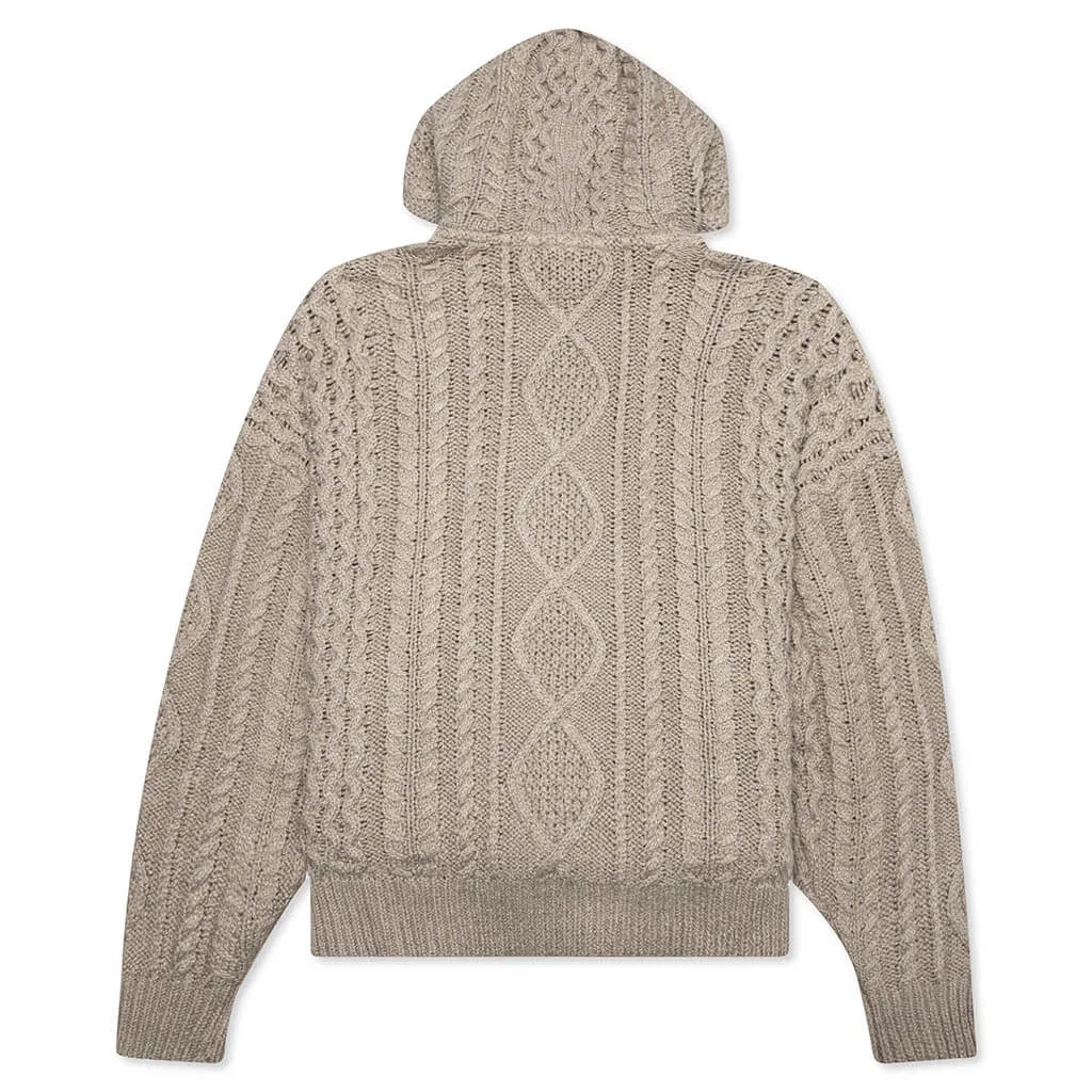 Cable Knit Hoodie - Core Heather