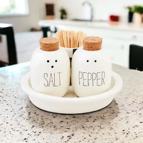 Checkered Salt & Pepper Toothpick Caddy Set by Mud Pie