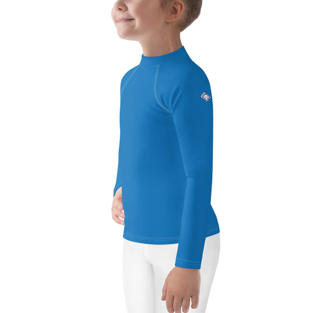 Cool Comfort: Kid's Long Sleeve Rash Guards in Solid Color - Azul