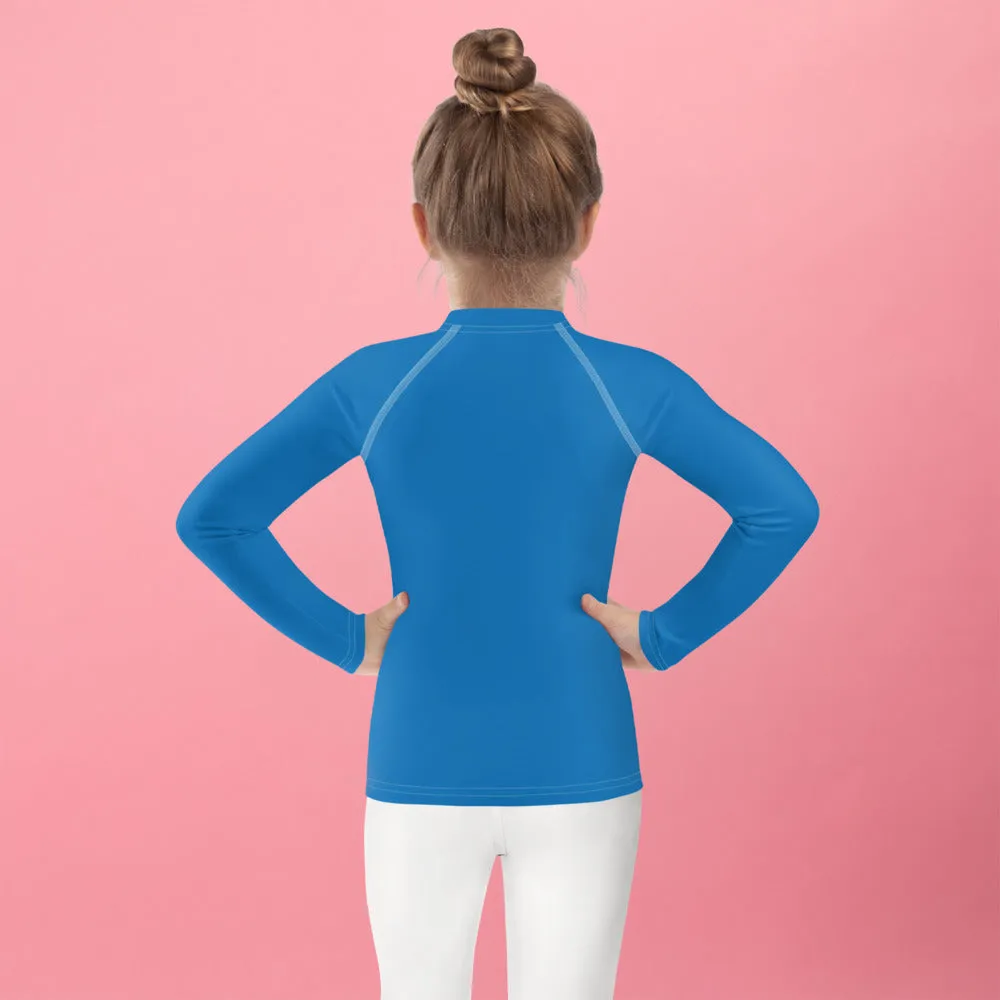 Cool Comfort: Kid's Long Sleeve Rash Guards in Solid Color - Azul