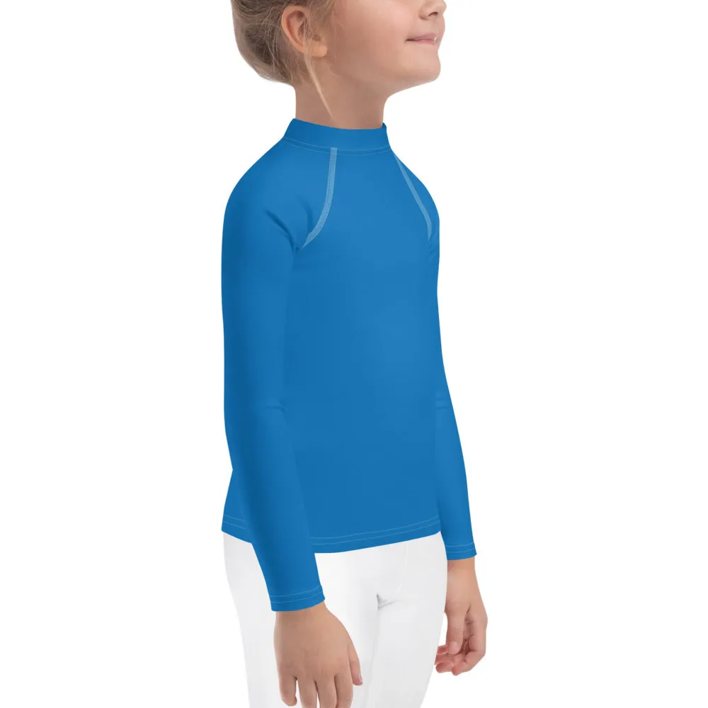 Cool Comfort: Kid's Long Sleeve Rash Guards in Solid Color - Azul