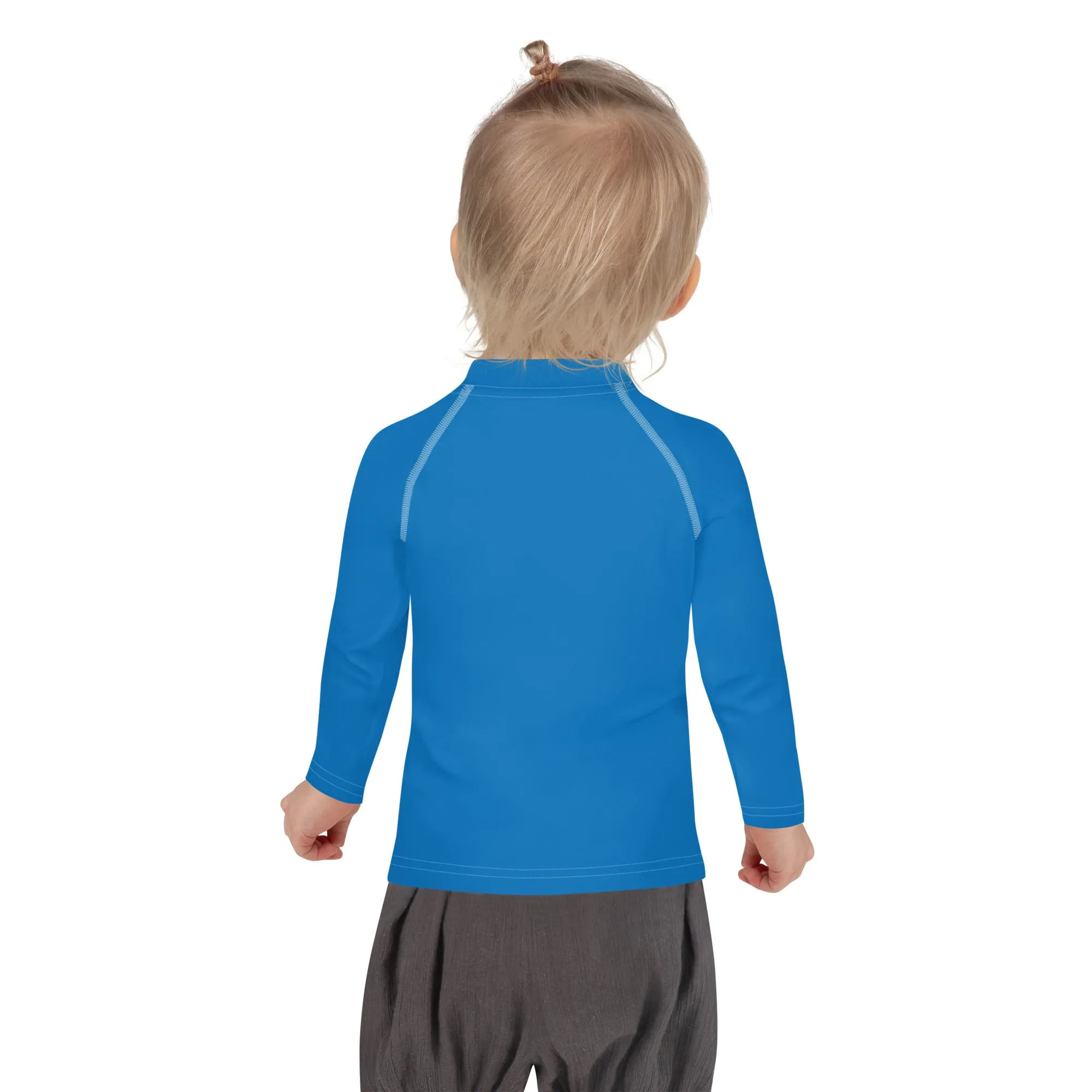 Cool Comfort: Kid's Long Sleeve Rash Guards in Solid Color - Azul