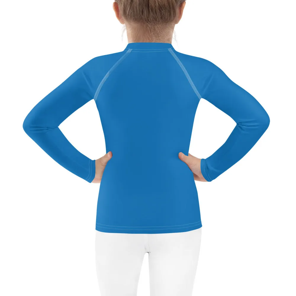 Cool Comfort: Kid's Long Sleeve Rash Guards in Solid Color - Azul