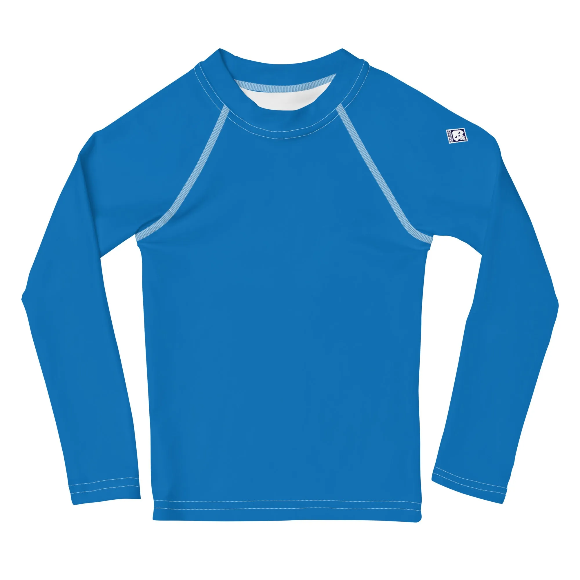 Cool Comfort: Kid's Long Sleeve Rash Guards in Solid Color - Azul