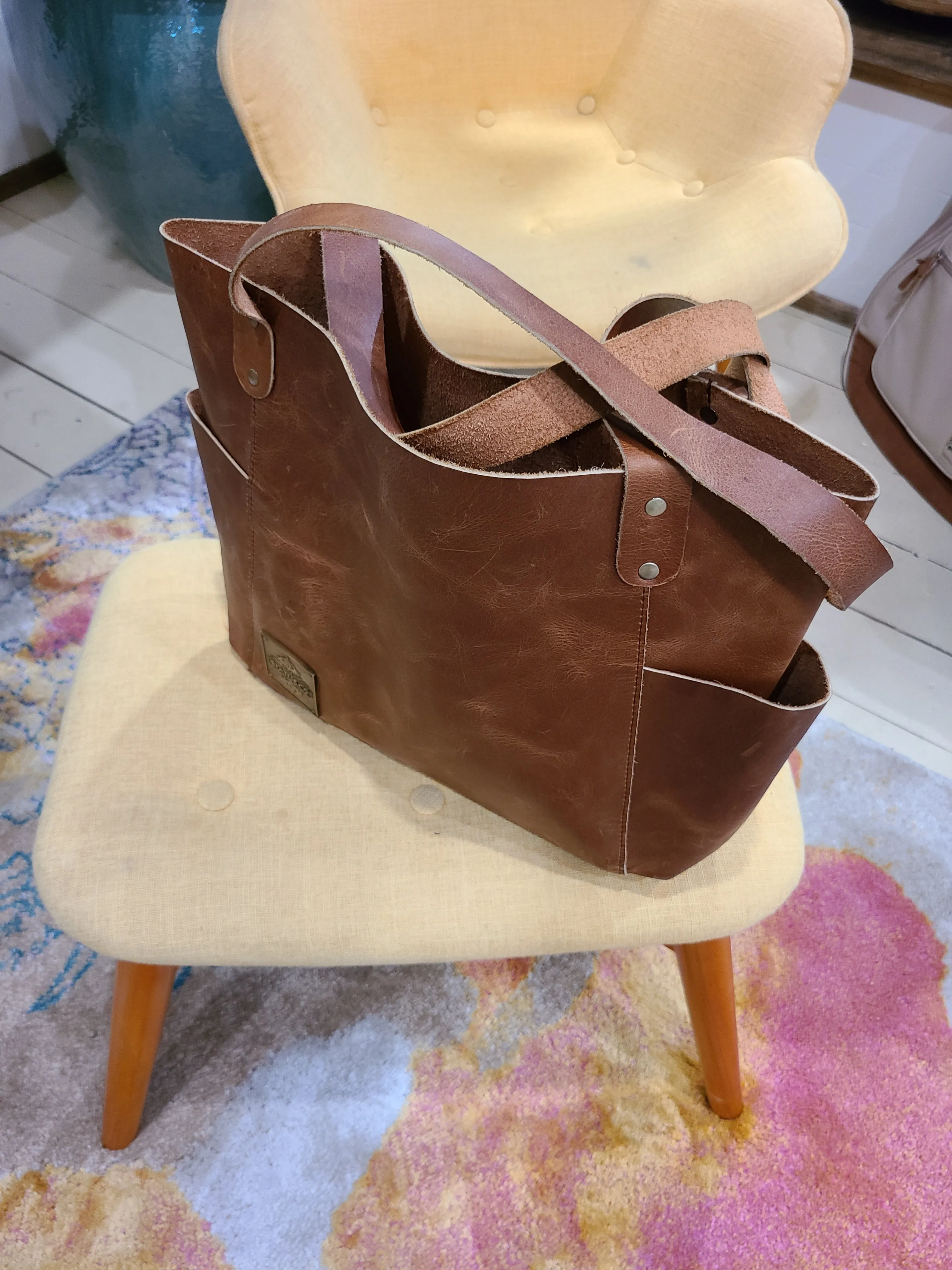 Cowhide Leather Designer Tote & Carry-On Bag