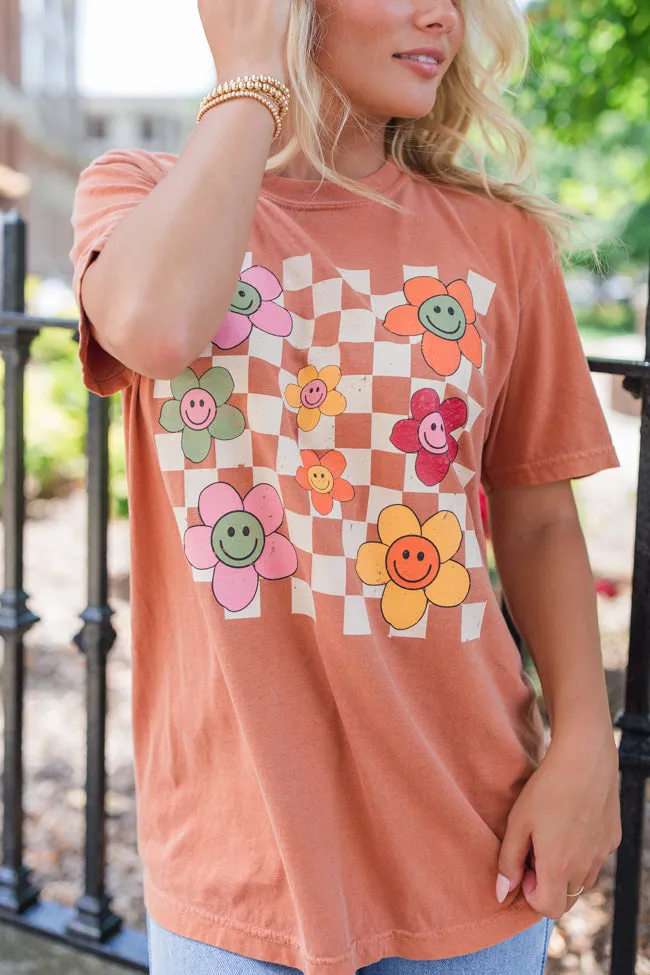 Daisy Checkered Fall Rust Comfort Colors Graphic Tee DOORBUSTER