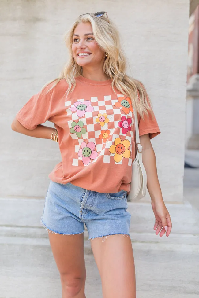 Daisy Checkered Fall Rust Comfort Colors Graphic Tee DOORBUSTER