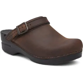 DANSKO Ingrid Oiled Leather Open Back Clogs